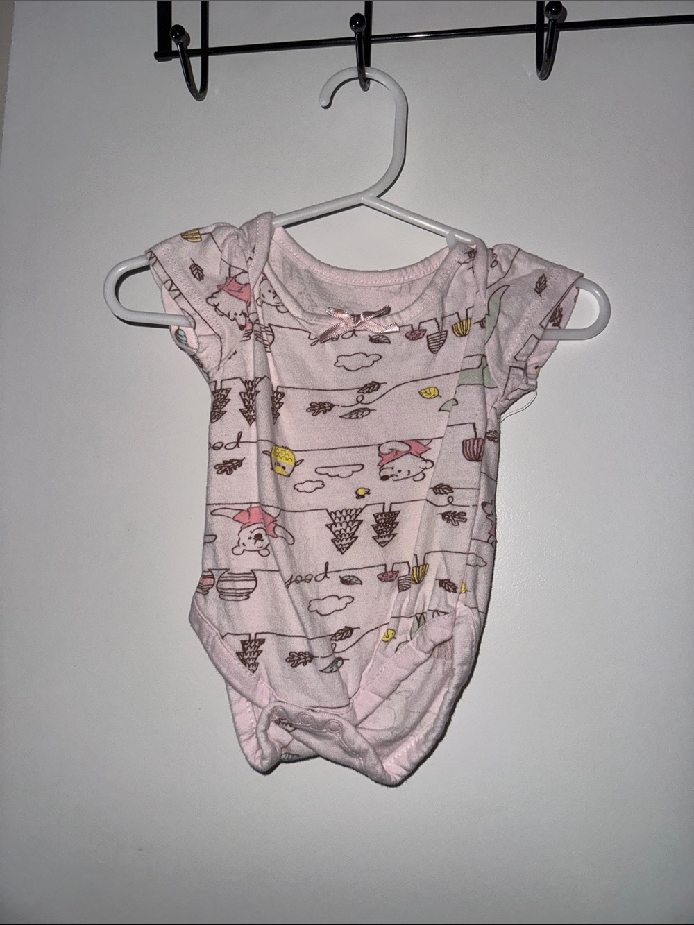 Disney Pink Printed Baby One-Piece Bodysuit with Ruffle Sleeves